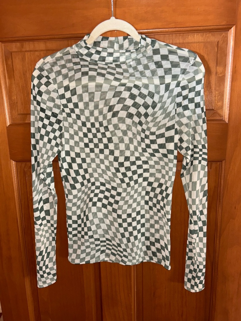 Green Checkerboard Long-Sleeve Mock Neck Top From The Buckle